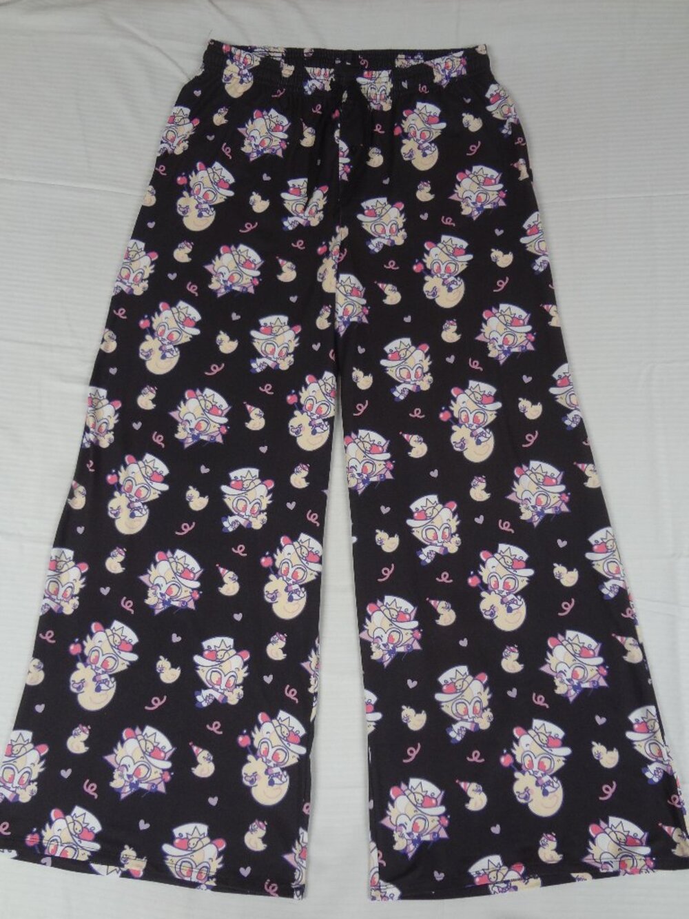NWOT HAZBIN HOTEL CHIBI LUCIFER RUBBER DUCK PAJAMA PANTS PJ BLACK LARGE L659